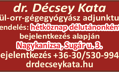 Dr Décsey Kata fül- orr- gégegyógyász adjunktus !