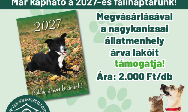 Megjelent ! A Nagykanizsai Állatmenhely Fali Naptára !